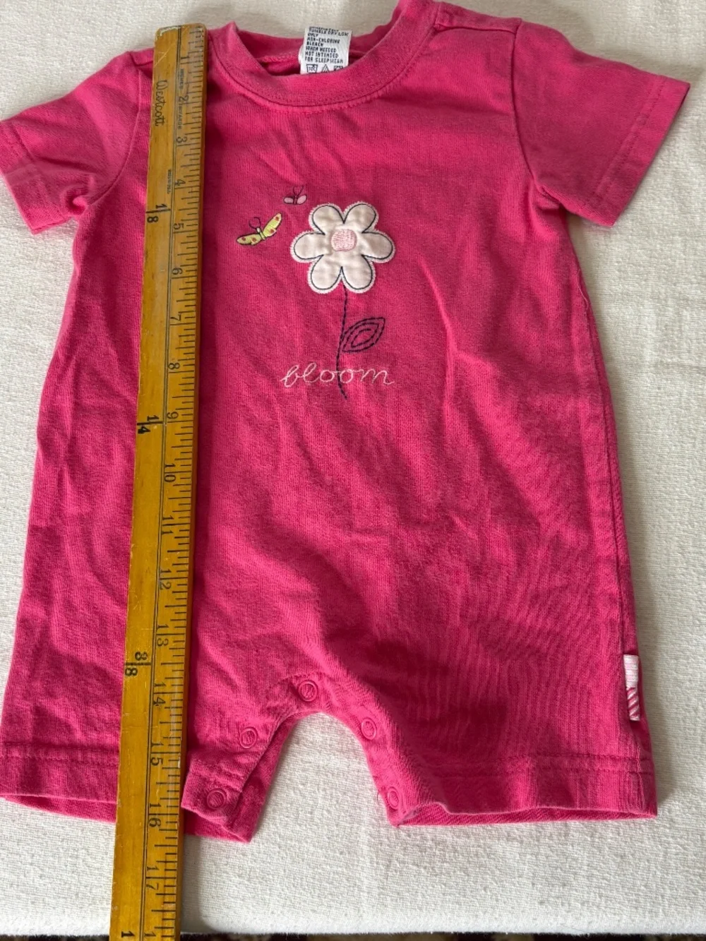 Vintage Gymboree Rainbow Tag Newborn 3-6 mos Pink Flower Embroidered Baby Romper